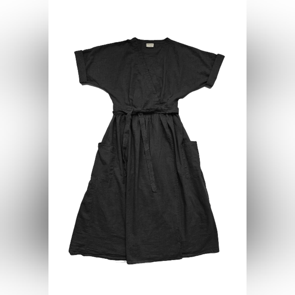 Women's Black Wrap Tie Waist Dress